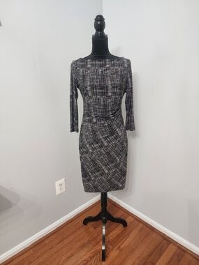 Ralph Lauren Black and White Long Sleeve Sheath Dress